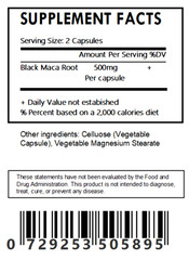 Black Maca Root Capsules – Organic