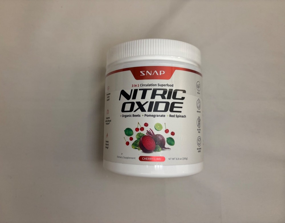 SNAP Nitric Oxide Booster, Beets + Pomegranate + Red Spinach Powder, Cherry Lime