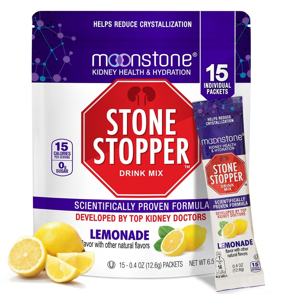 Stone Stopper Kidney Stone Prevention Lemonade Drink Mix Powder, 15 Day Supply