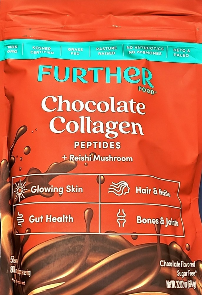 Further Food Chocolate Collagen Peptides Reishi Mushroom Powder 22.02 oz 624g