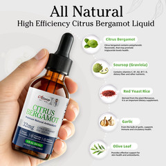 Citrus Bergamot Liquid Drops 2oz – 9-Herbal Blend for Heart,Digestion & Immunity