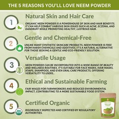 Organic Neem Leaf Powder – 16 Oz. – Azadirachta Indica for Hair and Skin Care