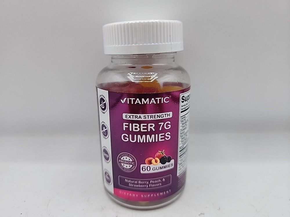Vitamatic Prebiotic Fiber Gummies for Adults 60 – 7g Fiber per Serving 1/27