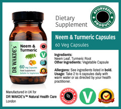 DR WAKDE’S Neem & Turmeric Capsules | 60 Veg Caps | Ayurvedic Supplement | Ve…