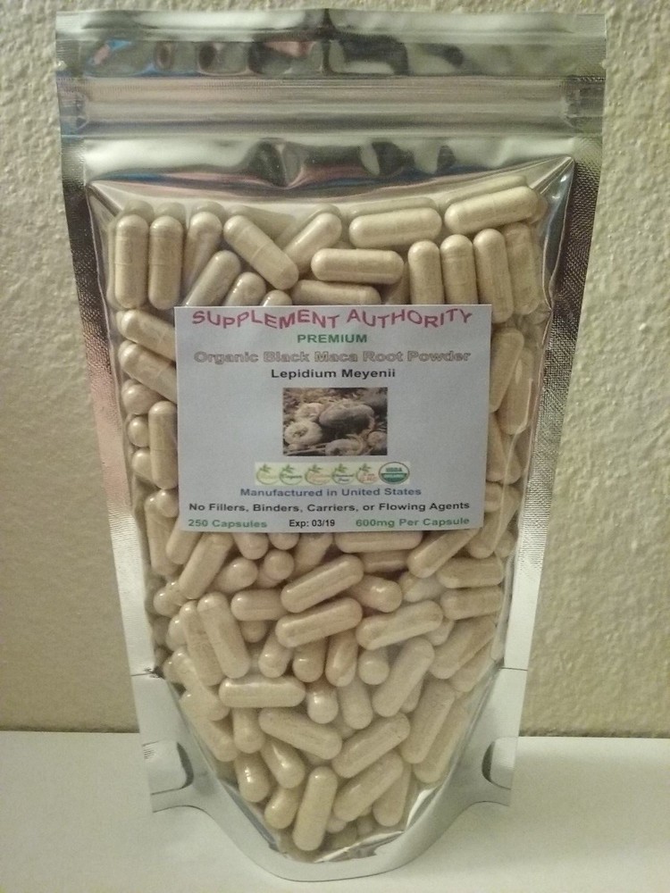 Maca Root Powder Capsules Black ~250ct X 2 TWO BAGS! 500 Capsules ~SUPER FRESH!