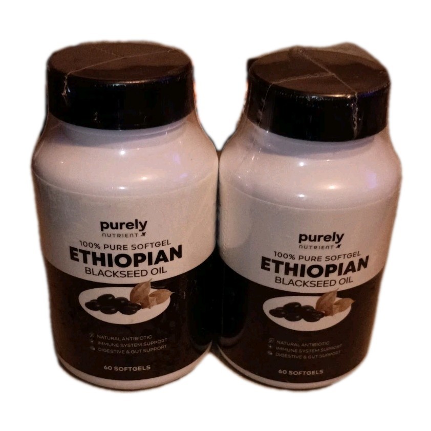 2 bottles Ethiopian Black Seed Oil Gluten-Free, 60 capsules exp 3/23/28
