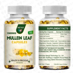 Mullein Leaf Capsules 1500Mg For Respiratory Health Lung Cleanse Detox 60 Pills