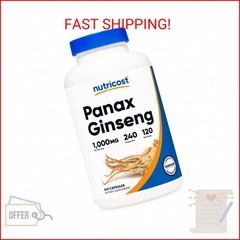 Nutricost Panax Ginseng 1000mg, 240 Capsules – Non GMO, Gluten Free, 120 Serving