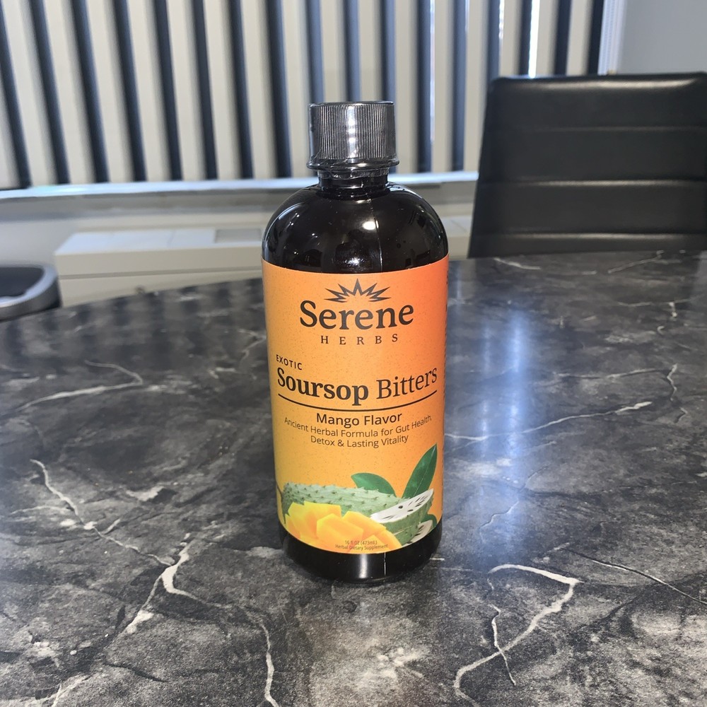 Serene Herbs Soursop Bitters Mango Vegan Liquid Herbal Blend 16 fl oz