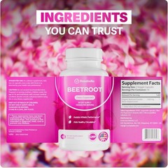 60ct Rosabella Organic Beetroot 1300mg Capsules Circulation And Blood Pressure