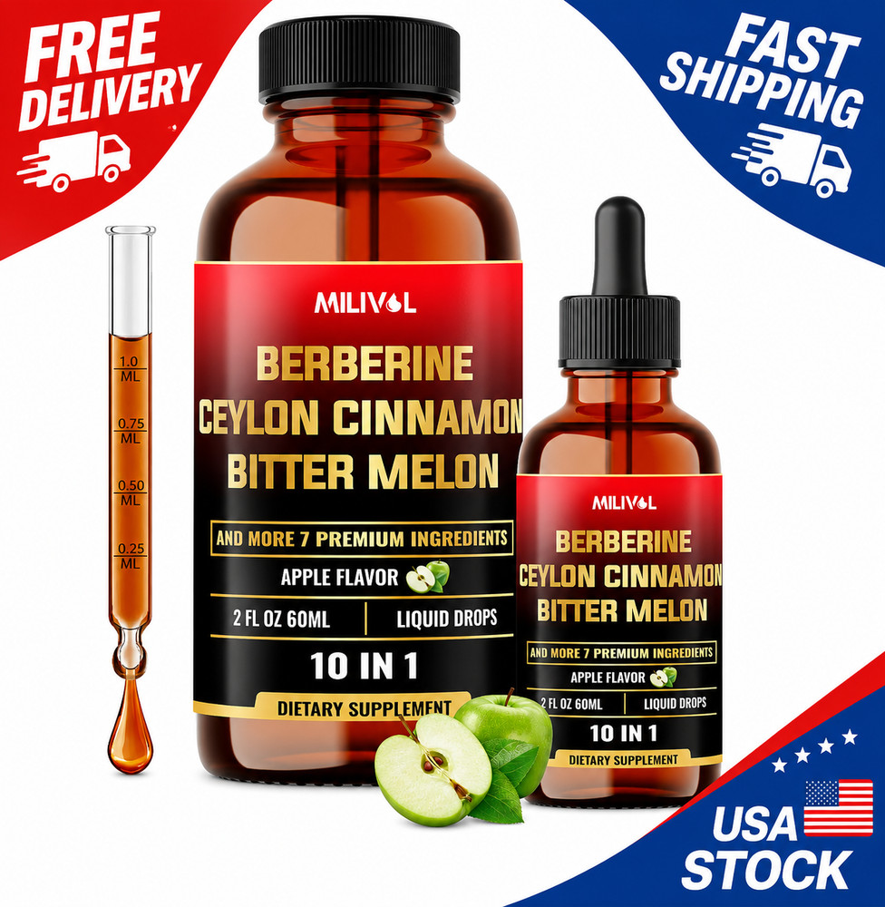10In1 Liquid Drops Berberine with Ceylon Cinnamon Bitter Melon Turmeric Ginger G