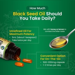 Premium Black Cumin Seed Oil Liquid – 16 Fl Oz Glass Bottle