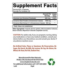 Best Naturals Cinnamon 1000 mg with Chromium 200 mcg 180 Capsules