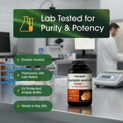 NatureBell Pumpkin Seed Oil 3000mg 240 Softgels Saw Palmetto – 80 Servings
