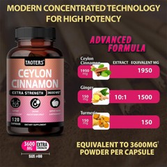Ceylon Cinnamon Capsules 3600mg Maximum Highest Potency Blood Sugar Support usa