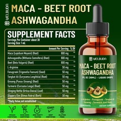 10-in-1 Maca Root Liquid Drops with Ashwagandha, Fenugreek & L-Arginine – Energy