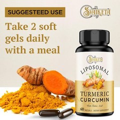 LIPOSOMAL TURMERIC CURCUMIN Curcuminoid Extract Piperine 60ct 2 Pack SVAIKETA