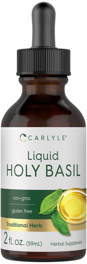 Holy Basil Extract Liquid | 2 Fl Oz | Tulsi Tincture | Vegetarian | by Carlyle