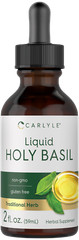 Holy Basil Extract Liquid | 2 Fl Oz | Tulsi Tincture | Vegetarian | by Carlyle