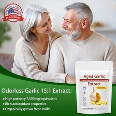 Aged Garlic Extract, 300 Softgels, Odorless Garlic 15:1 Extract Formula, 2 Years