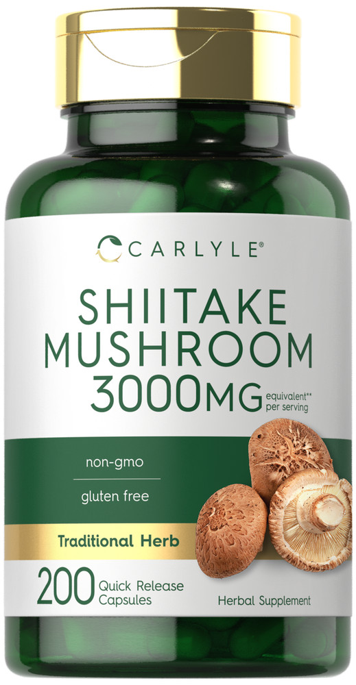 Shiitake Mushroom Capsules 3000mg | 200 Count | Non-GMO | by Carlyle