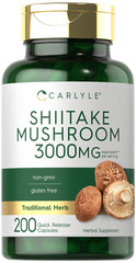 Shiitake Mushroom Capsules 3000mg | 200 Count | Non-GMO | by Carlyle