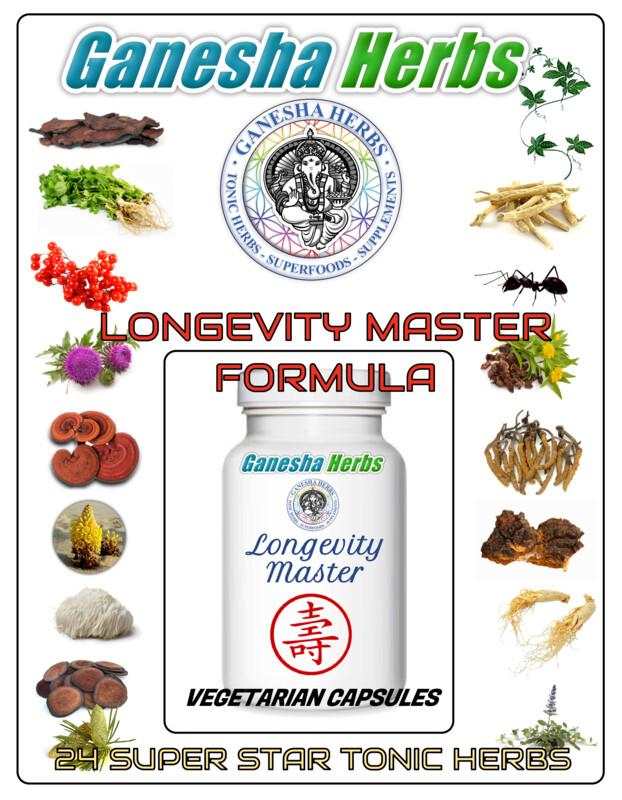 LONGEVITY MASTER ADAPTOGEN FORMULA 24 SUPER TONIC HERBS! 200 CAPSULES!!!