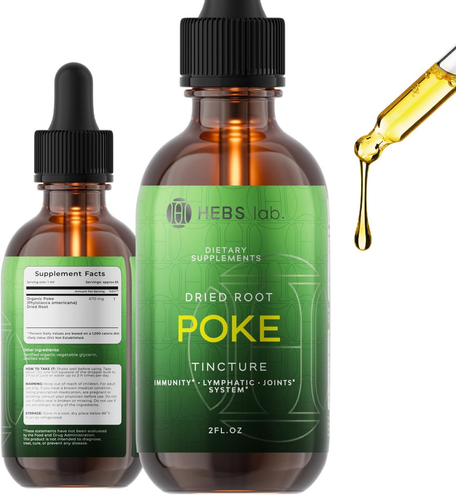 Poke Root Extract – Pure Lymphatic Drainage Drops – Immune Support Supplements &