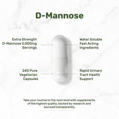 D Mannose 2000mg 240 Capsules Urinary Tract Bladder Support Vegan Non GMO