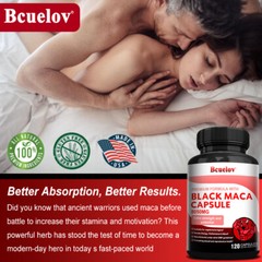 Black Maca Capsules 8050 mg 120 Caps With L-Arginine Ginseng Blend Black Pepper