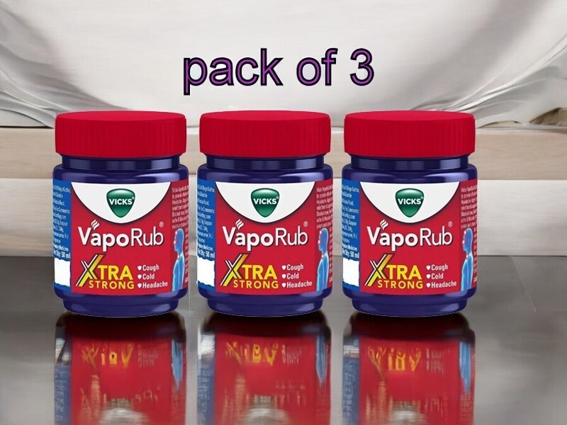 Pack of 3 Vicks VapoRub Xtra Strong for Cough Cold and Headache – 50 ml