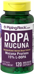 DOPA Mucuna Pruriens 350 mg Standarized 120 Caps (Velvet Bean) by Piping