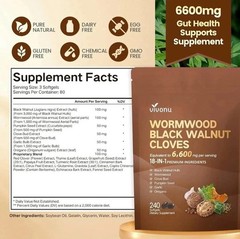Wormwood Black Walnut Clove Softgels 240ct Count 18-in-1 Herbal Blend 6600mg