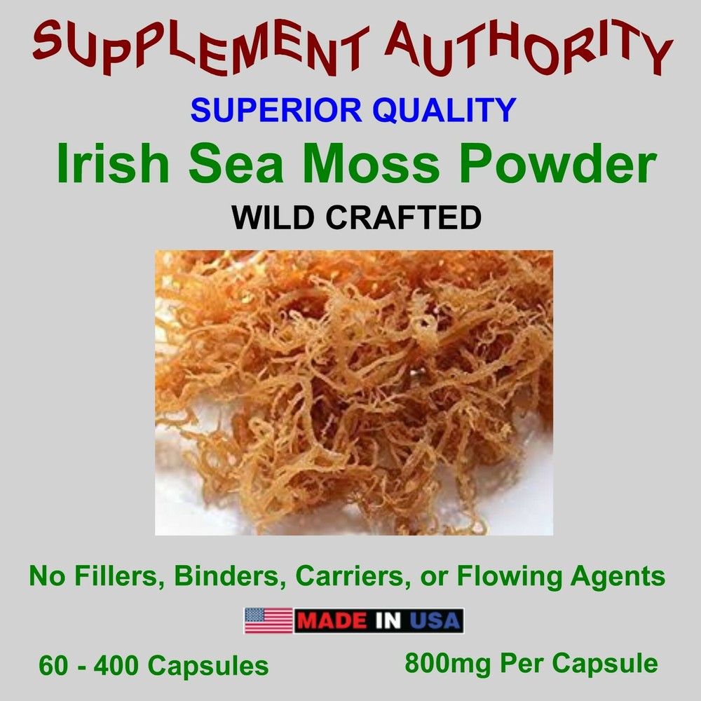 Irish Sea Moss Powder Capsules – Wild Crafted – 800MG ~ SUPER FRESH ~Exp: 04/24