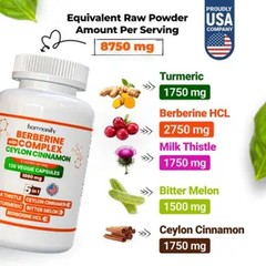 Harmonify Berberine Complex 1000mg with Ceylon Cinnamon 120 Veggie Capsules USA