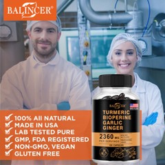 Curcumin Turmeric Highest Potency 95% 2360mg containing BioPerine Garlic Ginger