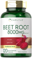 Beet Root Capsules | 8000mg | 120 Count | Non-GMO, Gluten Free | by Carlyle