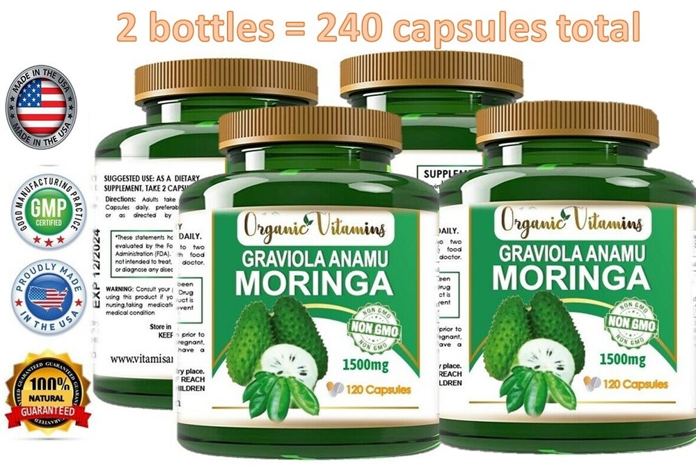 Moringa Oleifera Organic, Natural, 100% Pure Pills – 240 Count – 2 Pack
