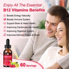 2× Vitamin B12 Liquid 10000 mcg Vit B 12 Drops Energy Booster High Absorption