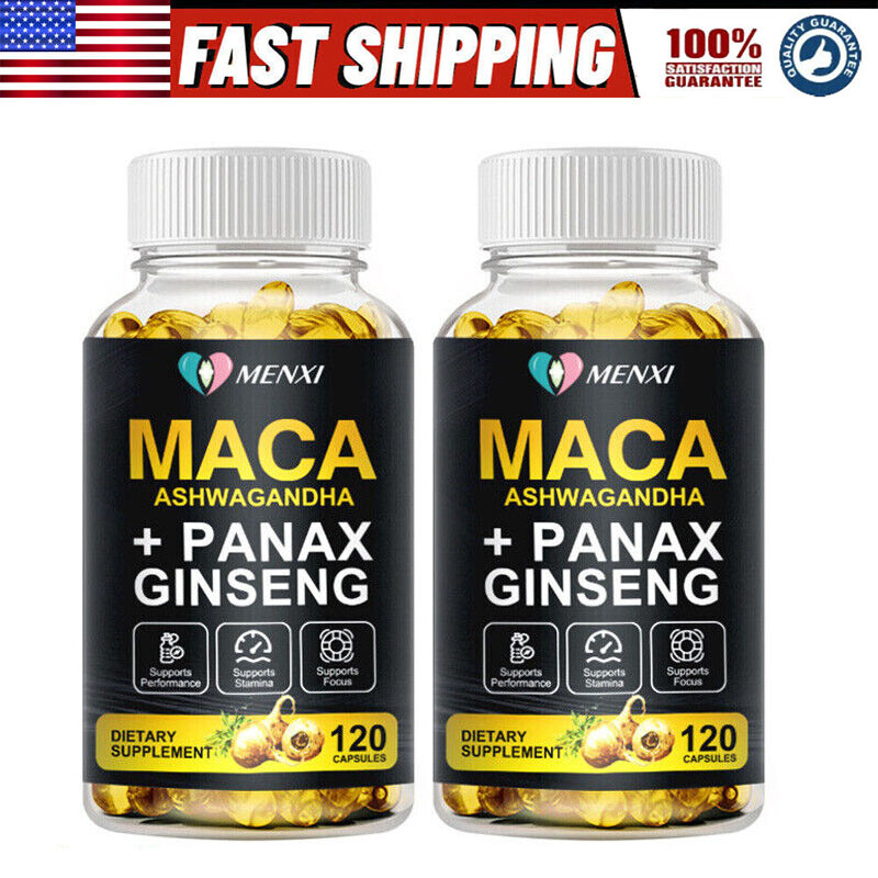 2×120PC MACA ROOT 1400mg Capsules Peruvian Maca Extract for Men Organic Vitamins