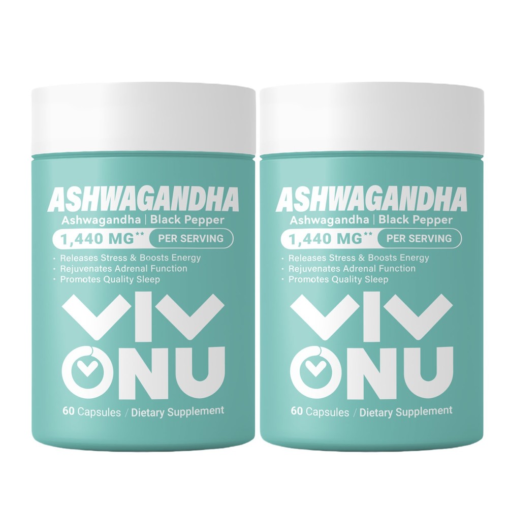 Ashwagandha Capsules 1440mg with Black Pepper Stress Adrenal Support 60 Capsules