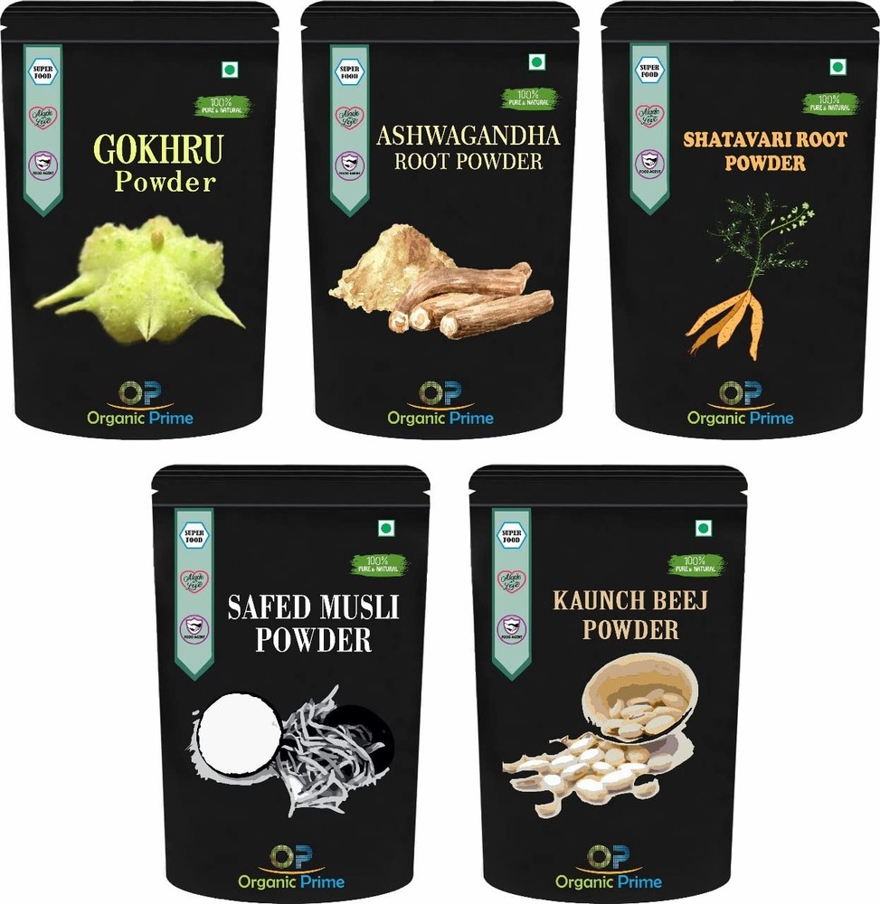 Gokhru + Safed Musli + Kaunch beej + Ashwagandha + Shatavari Powder (100 GM Each