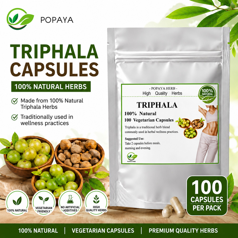 100% Natural Triphala Capsules / 100 Vegetarian Capsules / Made in Thailand