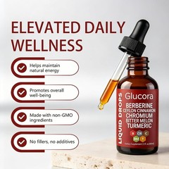 Glucora Berberina Liquida Gotas, Berberine Drops with Ceylon Cinnamon, Bitter Me