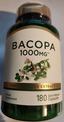 Bacopa Monnieri Leaf 1000mg 180 Caps Non GMO/No Gluten