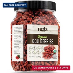 Roots Circle USDA Organic Dried Goji Berries 14.1oz Jar 1 Pack | Bulk Supply of
