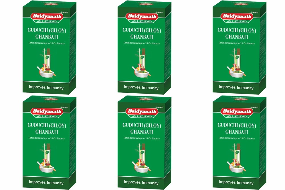 6 x Baidyanath GUDUCHI (Giloy) Ghanvati 60 Tablets Immunity Booster Herbal