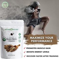 Organic Raw Black Maca Root Powder 16oz – Energy, Endurance, Superfood, Vegan, N