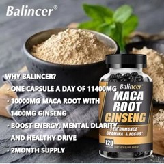 Maca Root Capsules 10000 mg Peruvian Maca Extract Men’s Organic Vitamin