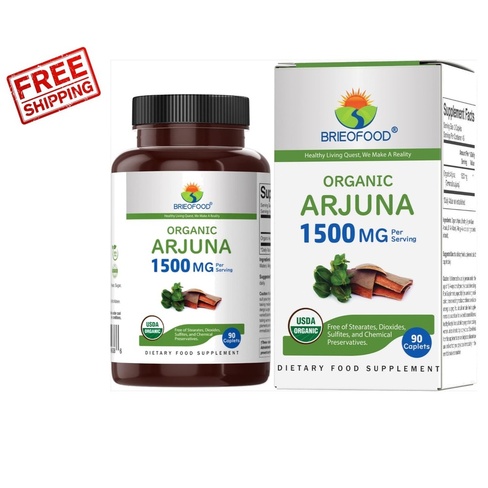 Discover Wellness with 1500mg Organic Arjuna – 90 Gluten-Free Vegetarian Tablets